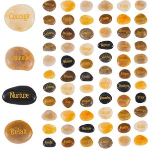 Fabbay Engraved Inspirational Stones, Encouragement Motivational Rocks with Words, Natural River Stone Bulk Set for Garden Decor, Meditation, Positive Gifts & Easter Decorations(Vintage Color,40 Pcs)