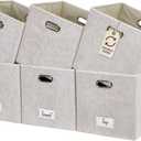 DECOMOMO Felt Storage Bins, 13 inch Cube Storage Bins with Labels for Organization (Cube 13" / 6pcs, Beige)