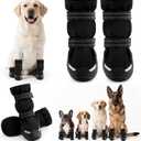 Winter Dog Snow Boots with Fleece Lining, Dog Shoes for Dogs, Waterproof Dog Booties and Paw Protectors, Anti-Slip & Reflective Dog Shoes for Snow Outdoor, Hiking (Black-Size 2) 
