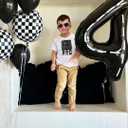 3 x Race Car 4 Balloon, Number Balloons 40 Inch, 4th Black Party Decorations, Racecar Birthday Decorations Four Large Numbers for Party Decor, Number 4 Balloon