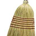Corn Broom with Wood Handle Heavy Duty Indoor Outdoor Broom (1 1/4 Inch Handle)