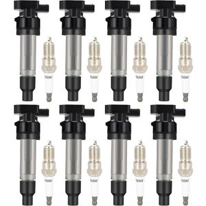 ECCPP 8 ignition coils with 8 iridium Spark Plugs,UF564,coils packs,for Cadillac,for Buick Deville SRX STS XLR Lucerne 4.6L D596A,5C1613,E1064,52-1854,IC644