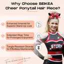 SEIKEA Cheer Ponytail Hair Piece, 16" Straight Cheerleader Hairpiece Ponytail Extension for Cheerleader Competition, Dance, White Blonde with Ash Brown Highlights