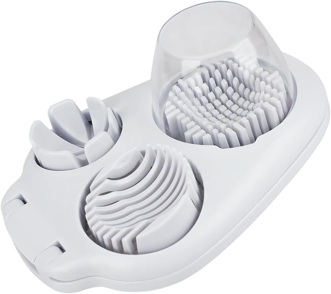 3 in 1 Egg Slicer for Hard Boiled Eggs, Suitable for Strawberry Slicer Grape Cutter, Egg Slicer for Hard Boiled Eggs,Stainless Steel Dicer,For Kitchen Vegetable Cutting Tool - White