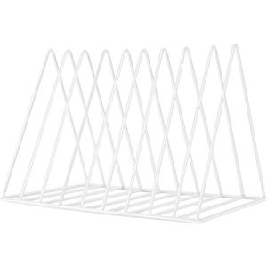 Sooyee 9 Slot White Magazine Holder, Desktop File Sorter Organizer Triangle Bookshelf Decor for Home Office, Iron Wire, 10.2" L x 7" W x 6.9" H