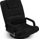 Swivel Gaming Chair Multipurpose Floor Gaming Chair for Gaming, TV, Reading w/6 Adjustable Postion Backrest, Armrest Lumbar Support & for Adults, Black