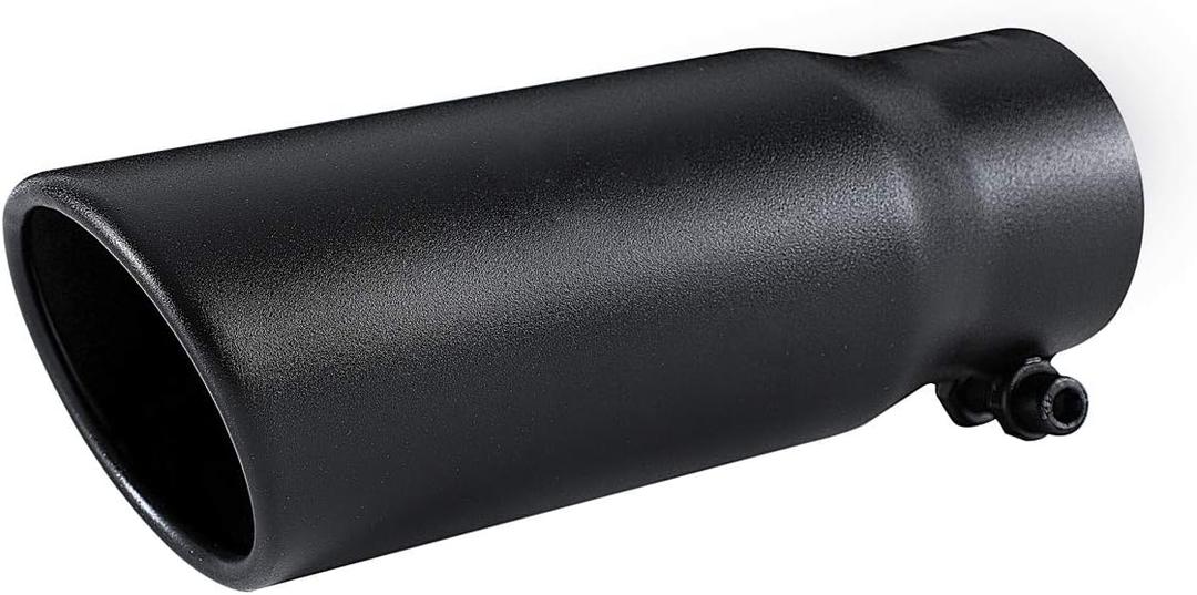 Black Exhaust tip - 2.5 Inch Inlet Bolt on Design- Black Coated Stainless Steel Car Muffler Tips 2.5" ID x 3"OD x 8.5"L