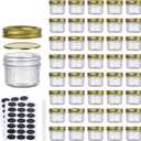 Encheng 4 oz Glass Jars With Lids And Bands, Small Canning Jars For Caviar, Herb, Jelly, Jams, Mini Wide Mouth Mason Jars For Kitchen Storage Preserving Food And Party Favors 40 Pack