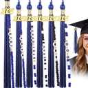 Kenning 10 Pack DIY 2026 Graduation Tassels 7.8 in Royal Blue Graduation Cap Tassels with DIY Friendship Beaded Bracelets Kit, Grad Tassel Charms Gifts for High School College Phd Grad Ceremony