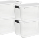 4pcs Sterilite 70 Qt Ultra™ Latch Box, Durable Clear Storage Bin w/Lid