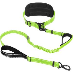 Hands Free Large Dog Leash, 6-8 FT Bungee Leash with Waist Belt for Dog Up to 150 lbs, Running Walking Jogging