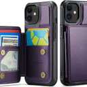 Vinich for iPhone 11 Wallet Case with Card Holder, RFID Blocking Credit Slots Kickstand Shockproof Phone Cover for Women Men, Purple