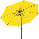 JEAREY 9FT Outdoor Patio Umbrella with Solar Lights, LED Lighted Pool Umbrella with Tilt and Crank, Outdoor Table Umbrellas for Deck, Yard & Market (Lemon)
