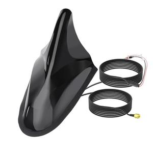 Eightwood Shark Fin Amplified FM AM Car Radio Antenna, GPS Antenna with SMA Male Connector for Vehicle Car Truck SUV Radio Stereo Receiver Head Unit GPS Navigation System
