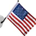 FOVPLUE 15" x 11" American Flag Kit,Clamp On Motorcycle Flag Pole Mount for Harley Touring Hard Saddlebags,Trunk,Luggage Carrier,car/truck roll-down window,Fits Electra Glide/Road King/Street Glide