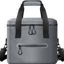 Insulated Cooler Bag, 7/16/30 Can Collapsible with Bottle Opener for Lunch Coolers for Picnic, Beach, Work, Trip - Soft Ice Coolers Bags with Zipper Foldable Portable Stands Upright (Gray)