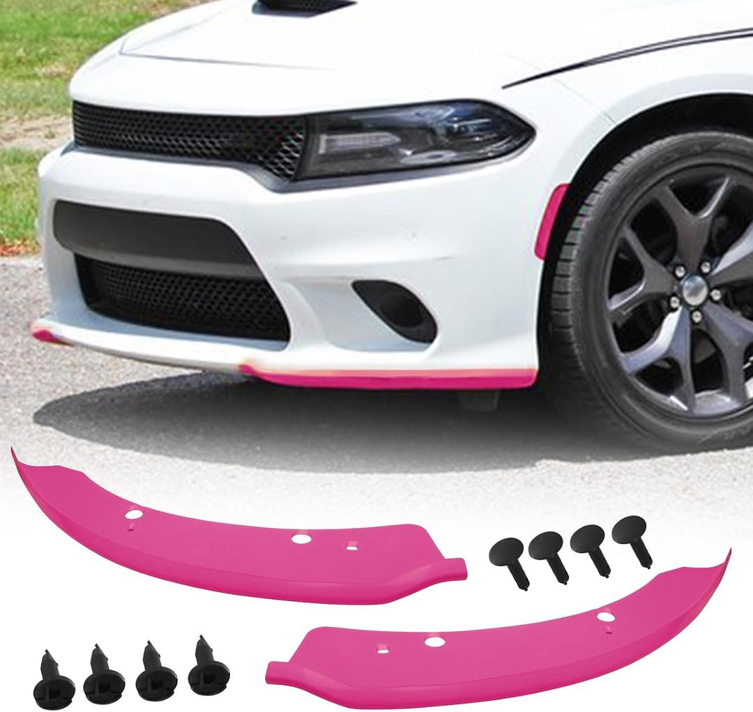 Front Bumper Lip Splitter Protector Compatible with Charger SRT Hellcat/SRT 392/Scat Pack/RT Scat Pack/GT/RT 2015-2023, Pink
