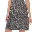 Women's Boho Summer Floral Short Sleeve Mini Dress Bow V Neck A Line Short Dresses (Black, L)