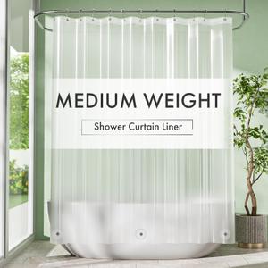 Amazer Plastic Shower Curtain Liner with Magnets, 72x72 Frosted Shower Liner PEVA Waterproof Inside Shower Curtains Liner for Bathroom with Rustproof Grommet (72"W x 72"L (Pack of 1), Frosted)