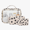 Bluboon 3Pcs Makeup Toiletry Bag for Women, Clear Packing Cubes Cosmetic Bag for Travel Women With Zipper Travel Essentials (Corduroy Floral 95)