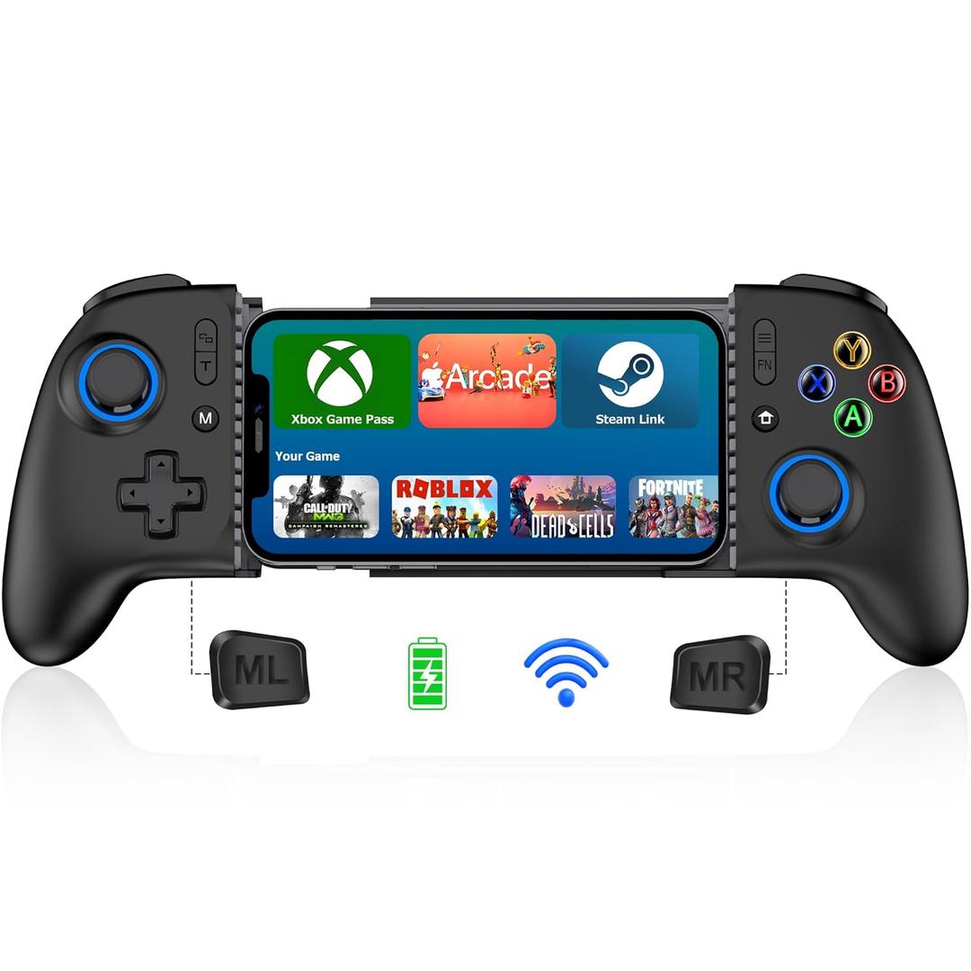 Mocagen Phone Game Controllers for iphone/Android, Marco Buttons, Analog Triggers, No Drift Joysticks & Thumb Grips, Turbo, Vibration