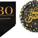 30th Birthday Party Tableware Napkins and Plates Set,30thTheme Party Decorations for Men Women Birthday Party Favors Service 20 (Gold)