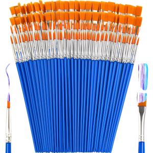 Small Paint Brushes Bulk, 160 Pcs Flat Tip Round Acrylic Paint Brushes for Kids Classroom Acrylic Watercolor Canvas Face Painting Touch Up