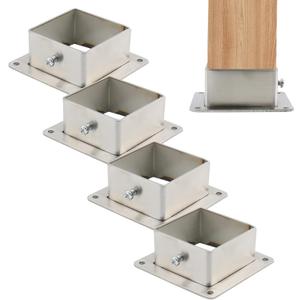 Wealrit 4 Pcs Square Post Bases Stainless Steel Flange Anchor Bases Heavy Duty Post Brackets for Fence Deck Railing Support, 2" x 2"
