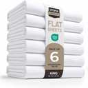 Utopia Bedding Flat Sheets - Pack of 6 - Soft Brushed Microfiber Fabric - Shrinkage & Fade Resistant Top Sheets - Easy Care (King, White)