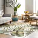 nuLOOM Elen Machine Washable Natural Leaves Ultra Thin Accent Rug, 2' x 3', Olive (Elen Sage Green)