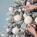 Gejoy 24 Pcs Burlap Christmas Boho Balls Ornaments 3.15 2.36 1.57 Inch Farmhouse Balls Rustic Ornaments for Home Xmas Tree Wreath Garland Holiday Party Decoration