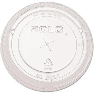 SOLO Cup Company - Ultra Clear Flat Cold Cup Lids f/16-24 oz Cups, PET, 100/Pack