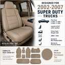 NLQR Tan Leather Front Driver & Passenger & Rear Seat Covers Replacement Full Set fit for Ford F250 F350 F450 F550 Lariat 2002 2003 2004 2005 2006 2007 Bottom & Top Lean Back & Headrests & Armrests