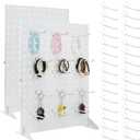 2 Pcs Metal Pegboard Display Stand with 30 Peg Board Hooks, Tabletop Pegboard Shelf for Craft Shows & Fairs, Retail Stores, Vendors Arts and Crafts Finishing - 17x13Inch & White