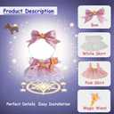 Clothes for Doll  Magical Girl Outfit for 17cm Dolls, Layered Pink & White Satin Dress with Star Bow, Large Ribbon Headpiece & Magic Wand Accessory  Doll Accessories Only
