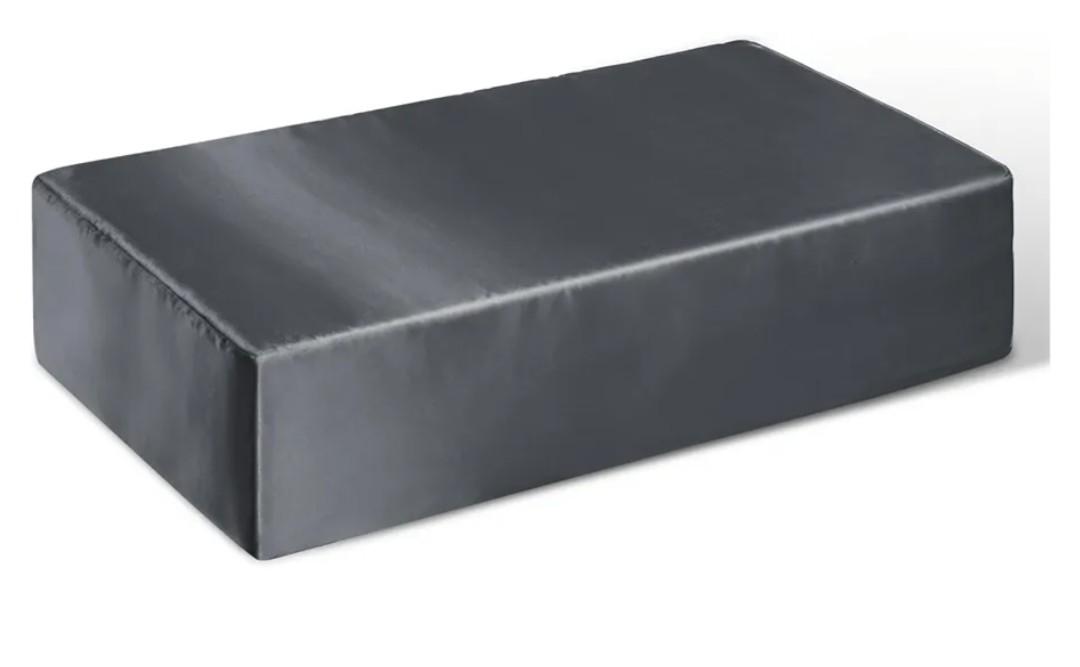 P Pothuiny Grey Satin Cube Pillowcase, 24"x12"x5.5" (ONLY Pillowcase, Pillow NOT INCLUDED)