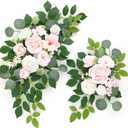Flrunwu(Pack of 2 Artificial Flowers Decorations,Centerpieces for Wedding Reception Backdrop Decoration, Floral Decor Wall Home Entryway OutdoorDecorations (Creamy Pink)
