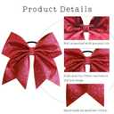 Oaoleer 6PCS 7" Large Glitter Cheer Hair Bows Ponytail Holder Elastic Band Handmade for Cheerleading Teen Girls College Sports (Glitter Red 6PCS)