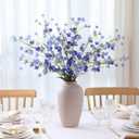 mizii 4Pcs Blue Pear Blossom Artificial Flower 37" Fake Silk Flowers with Stem Faux Flowers Bouquet for Vase Table Centerpieces Arrangements Home Decor Wedding Decorations (Blue)