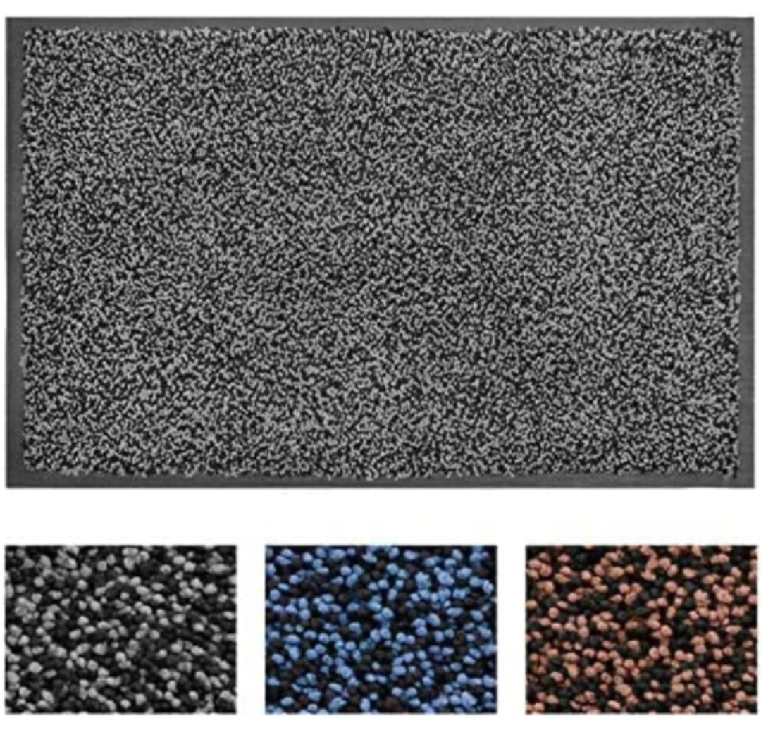 MATALL Home Entrance Door Mat - Microfiber Super Absorbent Mat Floor Mats with Durable Rubber Backing Indoor Low-Profile Doormats for House High Traffic Areas (35”x23.5”, Black&Grey)