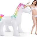 Jasonwell Unicorn Sprinkler Inflatable Water Sprinklers Outdoor Water Toys Inflatable Ginormous Unicorn Toys Yard Sprinkler for Kids (L)