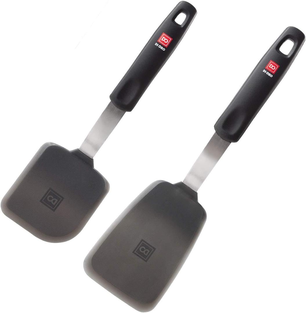 DI ORO Spatulas for Kitchen Use - 600F Heat Resistance Silicone - Turner Spatula Set for Cooking - BPA Free Wide Pancake Spatulas - Egg Flippers for Nonstick Cookware Safe (2pc)
