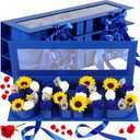 Weekgrat 4 Pack Graduation Flower Gift Box, 18.11 x 5.51 x 2.05 Inches Fillable Floral Present Boxes with Grad Letters 2026, Empty Flower Bag for Graduation Party Favors (Blue)