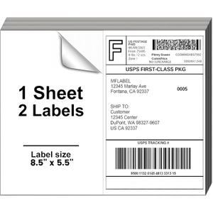 Axidou 8.5 x 5.5 Inch Half Sheet Shipping Labels for Laser and Inkjet Printers, 600 Labels/300 Page (2 Labels/Page), Permanent Self Adhesive Mailing Labels for Printer