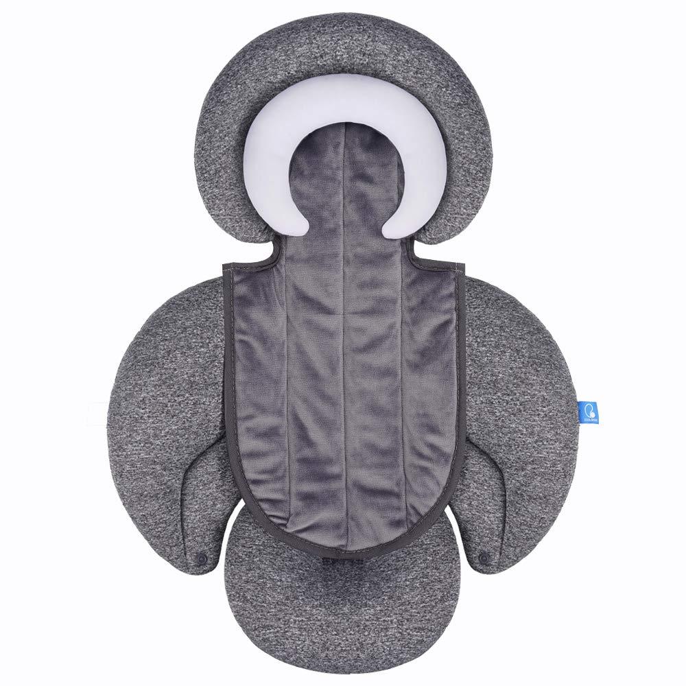 COOLBEBE New 2-in-1 Babybody Supports for Baby Newborn Infants - Extra Soft Stroller Cushion Pads Car Seat Insert, Perfect for Carseats, Strollers, Swings, Grey