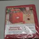 ZOBER Christmas Ornament Storage Box - Stores 64 3" Ornaments, With Dividers - Ornament Organizer Storage Box, Durable Christmas Containers Holder, Dual Zipper - Red