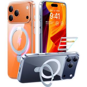 TORRAS Ostand Magnetic for iPhone 17 Pro Max Case, Fit for MagSafe, Sturdy Stand, Military Grade Drop Tested, Camera Control Button, Clear Slim Soft Edge Case for iPhone 17 Pro Max 6.9", Clear
