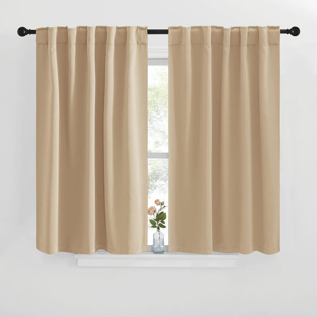NICETOWN Blackout Curtain Panels for Living Room - (Biscotti Beige Color) 29x30 inch, 2 Panels Set, Room Darkening Blackout Drapes for Window