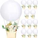 Retisee 12 Sets Baby Shower Hot Air Balloon Table Centerpieces 10 Inch Large DIY Paper Lanterns Gender Reveal Decorations for Wedding Birthday Party Favors Decor with Wooden Baskets Sticks(White)