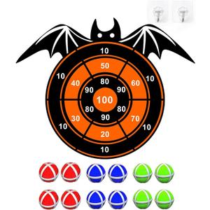 Halloween Party Games Toys for Kids, Large 26" Halloween Bat Dart Board Game Decorations Centerpieces Party Supplies with 12 Sticky Balls for Halloween Birthday Gifts for Age 3+ Boys Girls